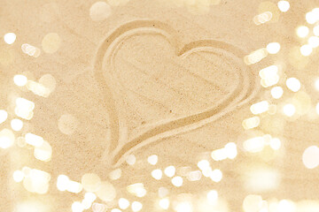 Image showing picture of heart in sand on summer beach
