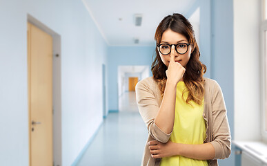 Image showing asian woman in glasses or student at school