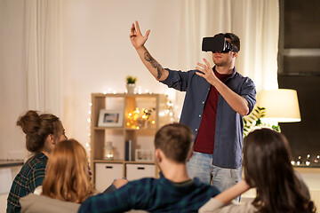 Image showing man in vr glasses at home with friends