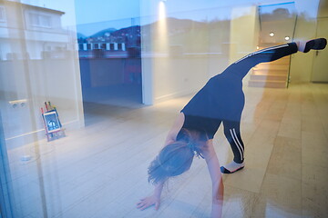 Image showing girl online education ballet class at home