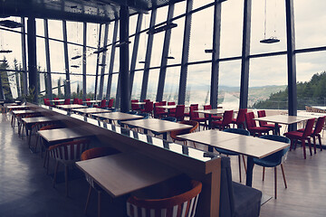 Image showing Empty restaurant indoor during coronavirus