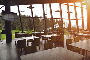 Image showing Empty restaurant indoor during coronavirus