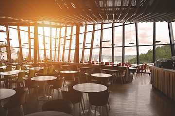 Image showing Empty restaurant indoor during coronavirus