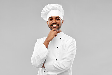 Image showing happy male indian chef in toque