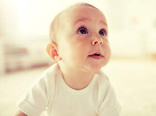 Image showing close up of happy little baby boy or girl at home