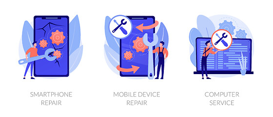 Image showing Personal device repair services vector concept metaphors.