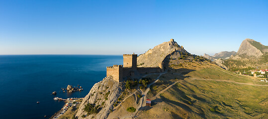 Image showing Aerial view of Genoese fortress in Sudak