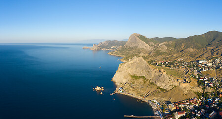 Image showing Aerial view of Genoese fortress in Sudak