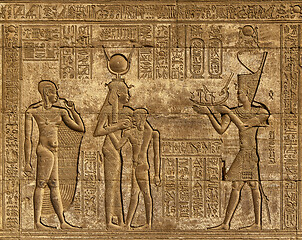 Image showing Hieroglyphic carvings in egyptian temple