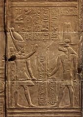 Image showing Hieroglyphic carvings of Sebek god