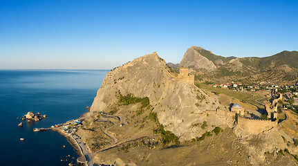 Image showing Aerial view of Genoese fortress in Sudak