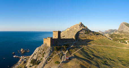 Image showing Aerial view of Genoese fortress in Sudak