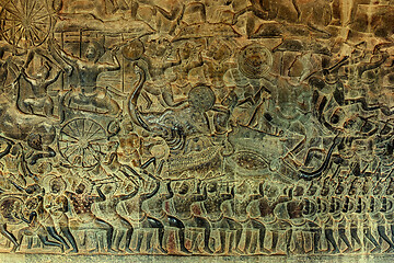 Image showing Bas-relief stone carving in Cambodia