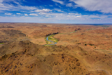 Image showing Aerial of river and mountains in Mongolia