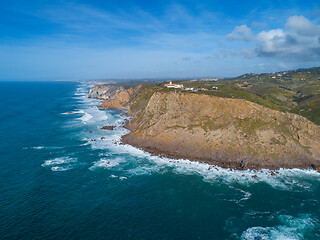 Image showing Aerial view of lighthouse at Cape Roca