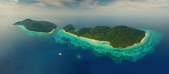 Image showing Beach corals and sea on tropical islands