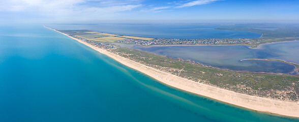 Image showing Aerial view on sand beach and Black sea