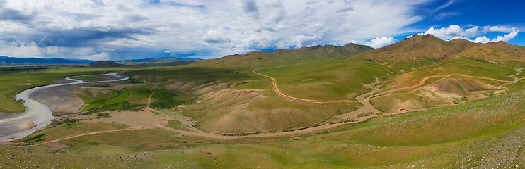 Image showing Aerial landscape in Orkhon valley, Mongolia