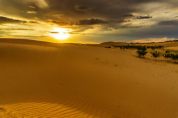 Image showing dramatic sunset in desert