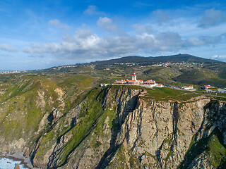 Image showing Aerial view of lighthouse at Cape Roca