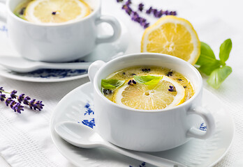 Image showing Avgolemono - delicious Greek chicken egg and lemon soup