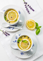 Image showing Avgolemono - delicious Greek chicken egg and lemon soup