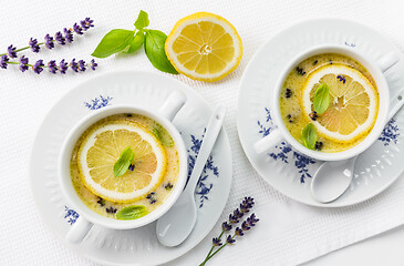 Image showing Avgolemono - delicious Greek chicken egg and lemon soup