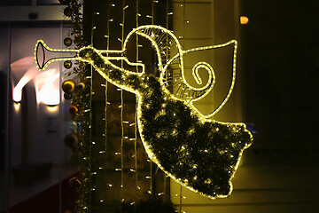 Image showing Christmas glowing decoration in the form of an angel 