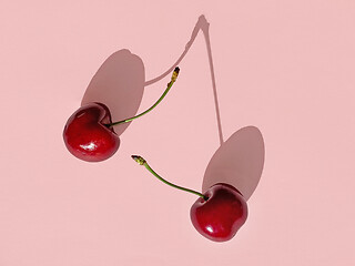 Image showing fresh sweet cherries with long shadows