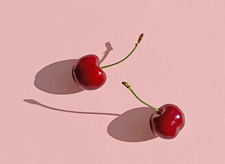 Image showing fresh sweet cherries with long shadows