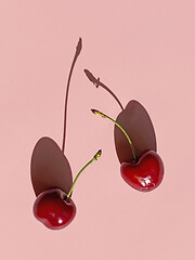 Image showing fresh sweet cherries with long shadows