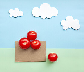 Image showing fresh tomatoes in cardboard box