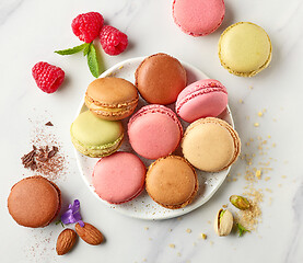 Image showing plate of various macaroons