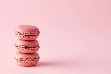 Image showing stack of pink macaroons