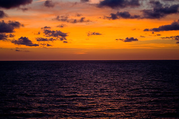 Image showing Golden sunset at sea