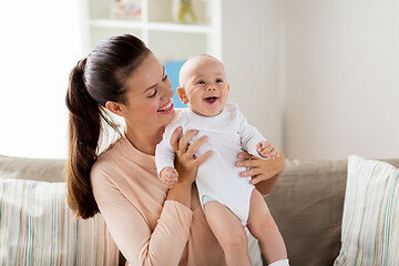 Image showing happy mother with little baby boy at home