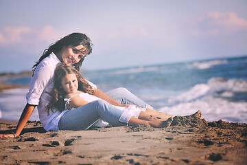 Image showing mom and daughter portrait on beach