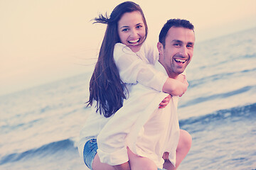 Image showing young couple  on beach have fun