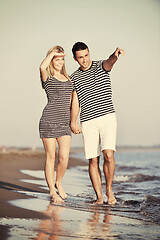 Image showing happy young couple have romantic time on beach