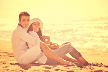 Image showing happy young couple have fun at beautiful beach