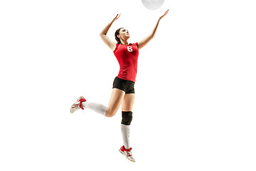 Image showing Female professional volleyball player isolated on white