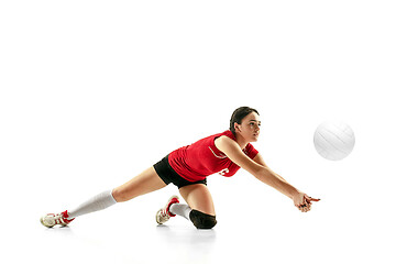 Image showing Female professional volleyball player isolated on white