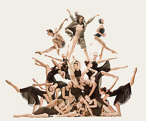 Image showing The group of modern ballet dancers