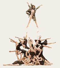 Image showing The group of modern ballet dancers