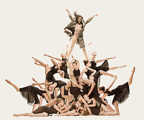 Image showing The group of modern ballet dancers