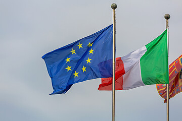 Image showing EU Italy Flags