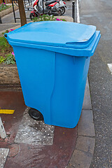 Image showing Blue Wheelie Bin