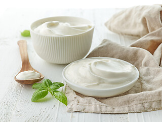 Image showing bowls of sour cream or yogurt