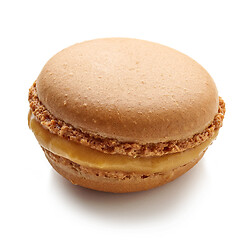 Image showing caramel macaroon on white background