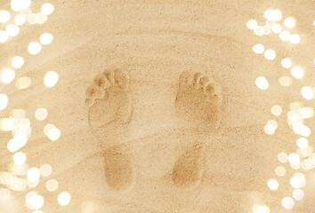 Image showing footprints in sand on summer beach